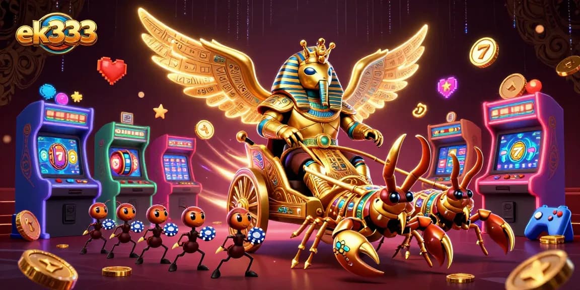 Join the excitement of ek333 with glowing casino elements and vibrant gaming characters