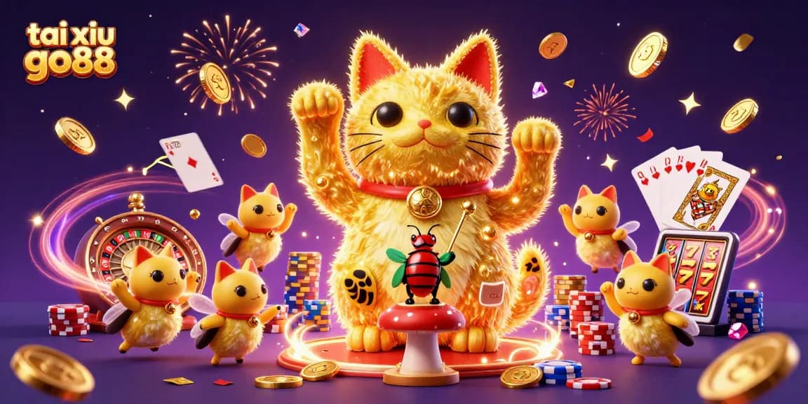 Experience excitement with tai xiu go88 in this vibrant 3D casino scene filled with dynamic gaming elements.