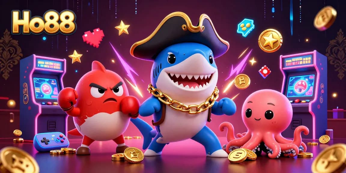 Ho88 promotes winning strategies with a vibrant, animated illustration of casino gaming action.