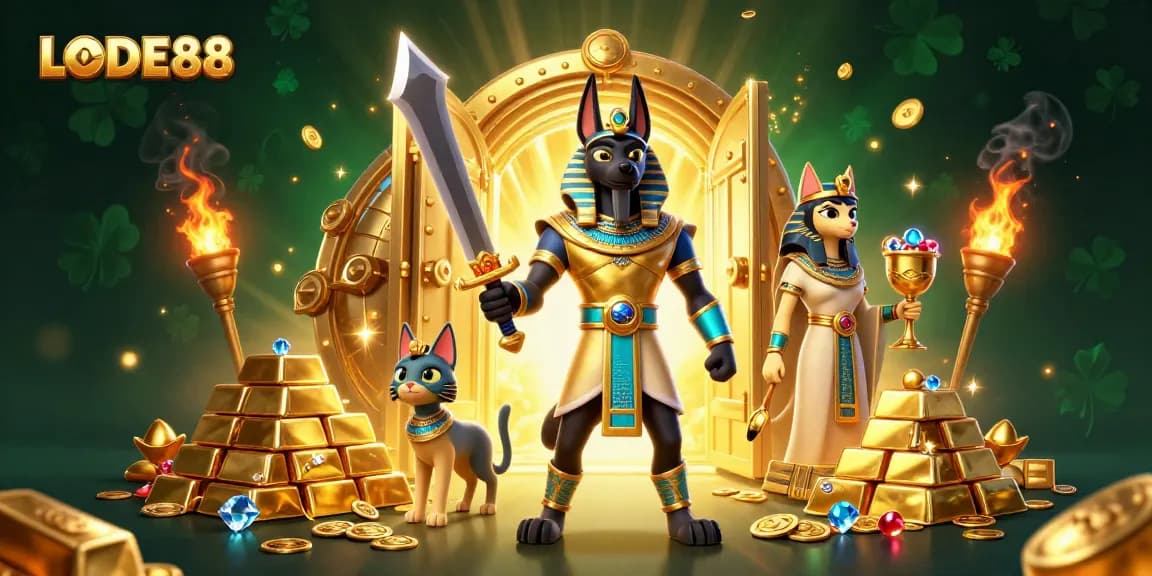Experience LODE88 with amazing golden treasures and ancient Egyptian warriors.