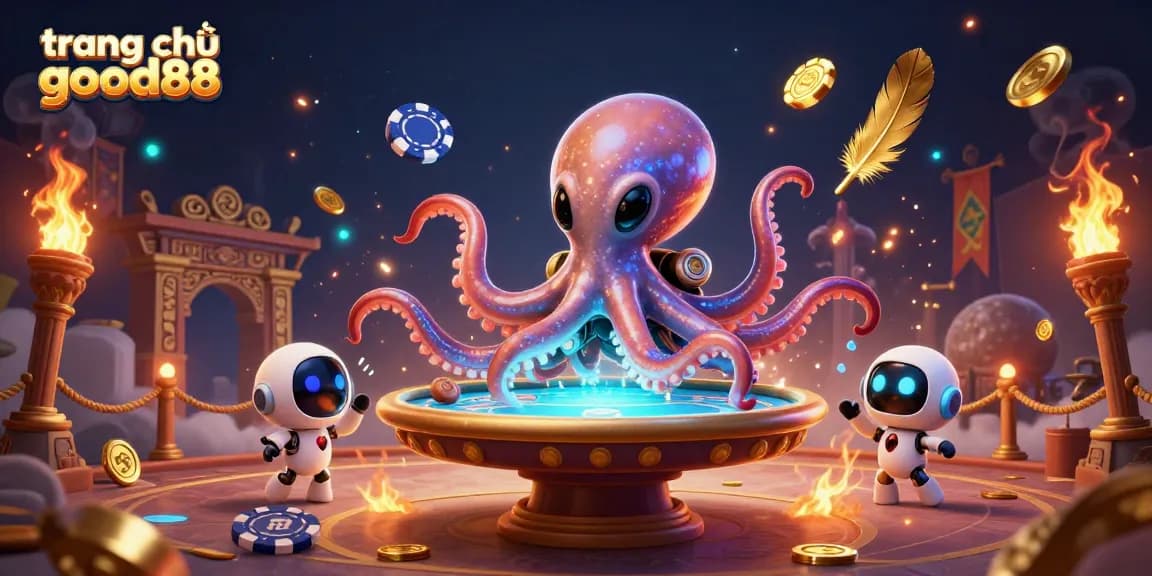 Play with excitement on trang chủ good88 at a vibrant alien-themed poker scene.