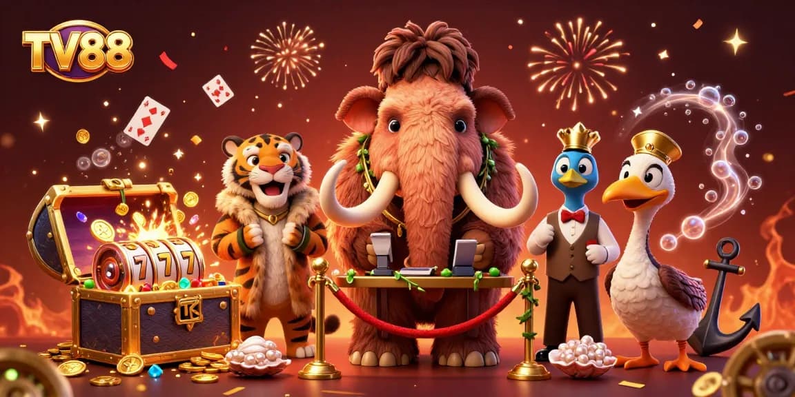 Experience the thrill of gaming at TV88 with vibrant casino characters and lively elements.