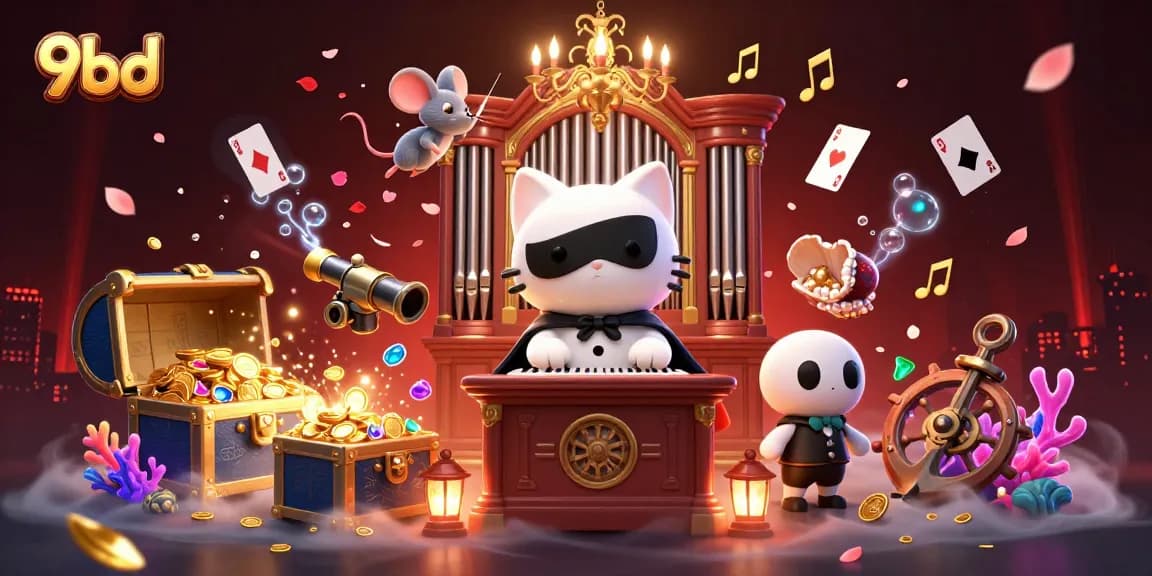 9bd captivates players with a vibrant gaming scene featuring a phantom cat and mice in a dazzling casino atmosphere.
