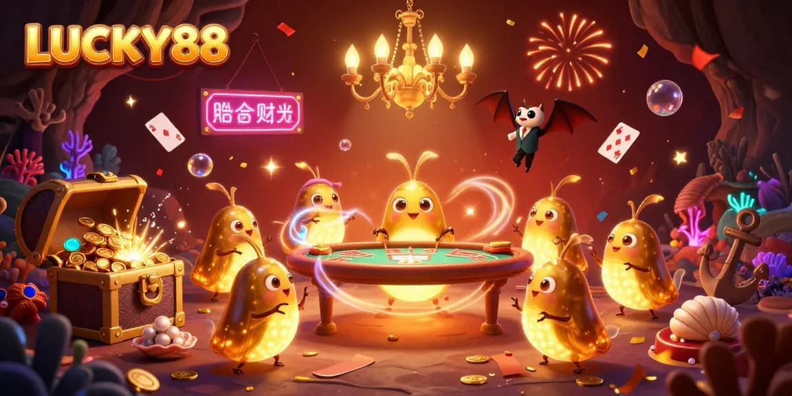 Experience LUCKY88 casino with glowing glowworms illuminating a vibrant underwater world of games.