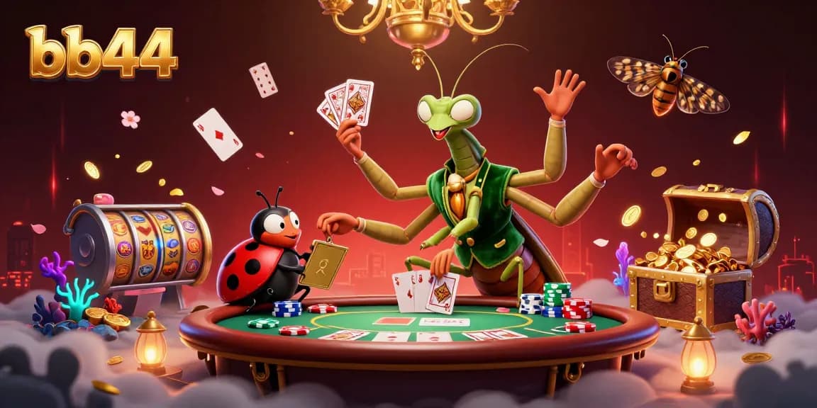 Experience fun casino action with bb44's vibrant characters and gambling elements in a dynamic scene.