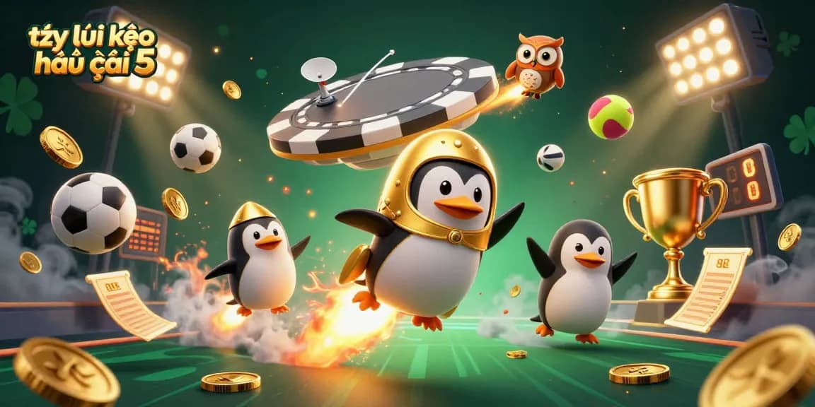 Experience thrilling betting action with tỷ lệ kèo nhà cái 5 in this vibrant 3D sports-themed digital illustration.