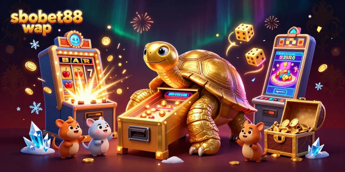 Engage in striking visuals of sbobet88 wap with a dynamic scene of animated casino elements.