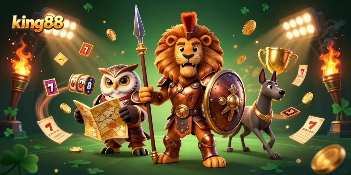 Experience the thrill of king88 with vibrant characters in an exciting gambling atmosphere.