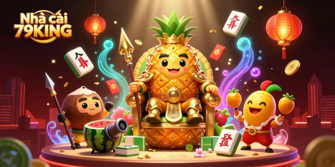 Capture winnings with Nhà cái 79KING in this vibrant, dynamic casino scene featuring colorful characters and gaming elements.