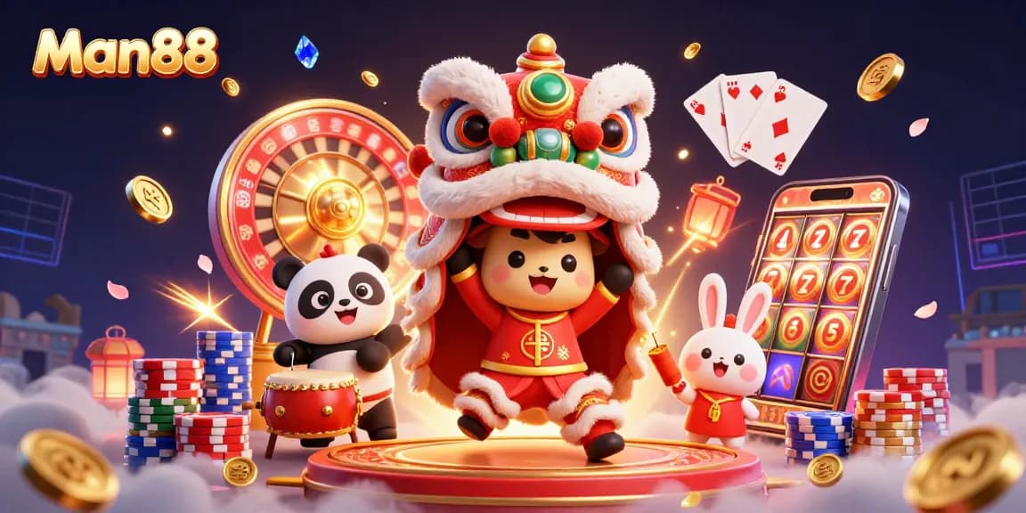 Experience thrilling gameplay at Man88 with exciting golden coins and casino elements in action.