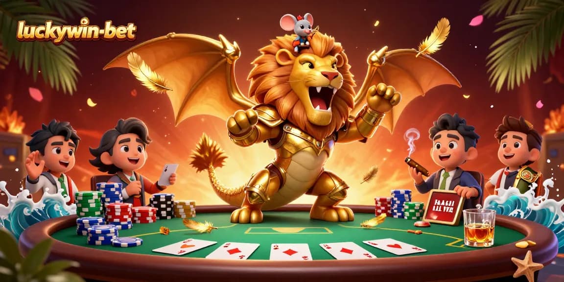 Experience thrilling poker victories with luckywin-bet in this dynamic casino illustration.