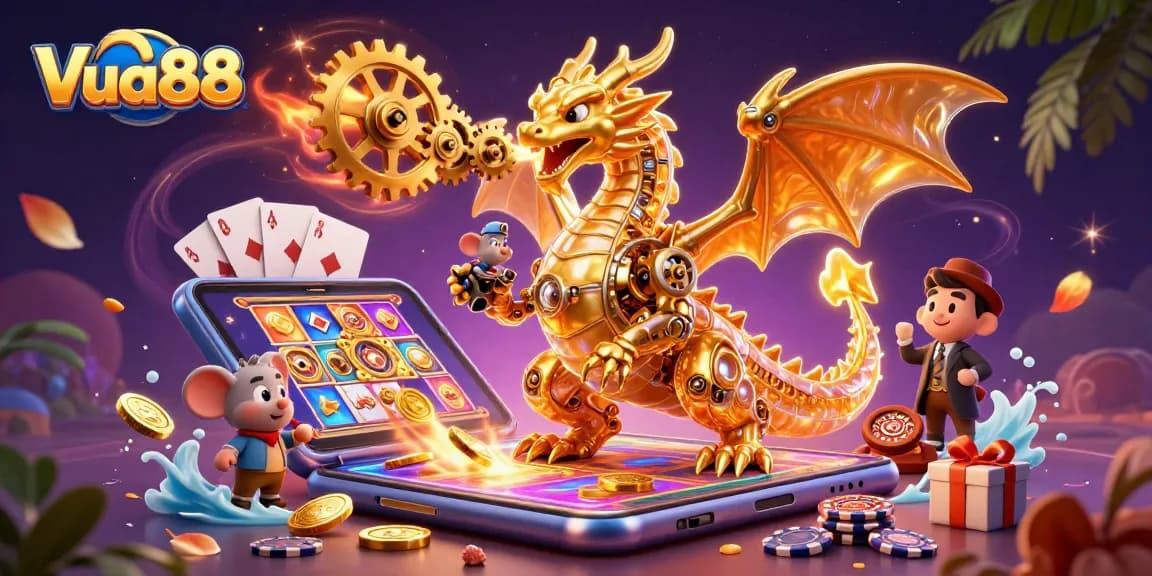 Experience the thrill of Vua88 with gaming excitement and vibrant casino elements.