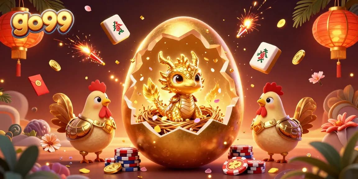 Experience thrilling casino adventures with go99's golden dragon and poker chips in this vibrant scene.