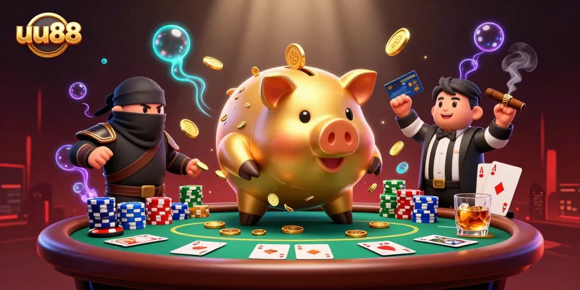 Experience thrilling gaming moments with uu88 illustrated featuring vibrant casino elements and action-packed characters.