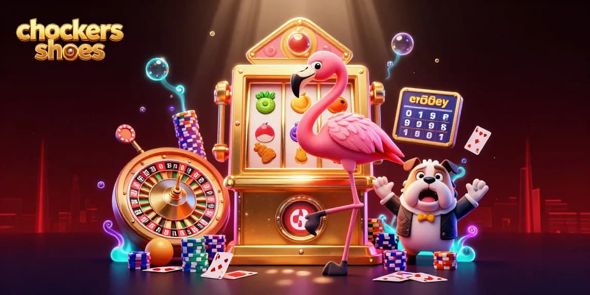 Experience winning excitement with chockers shoes in a vibrant 3D casino scene featuring classic games.