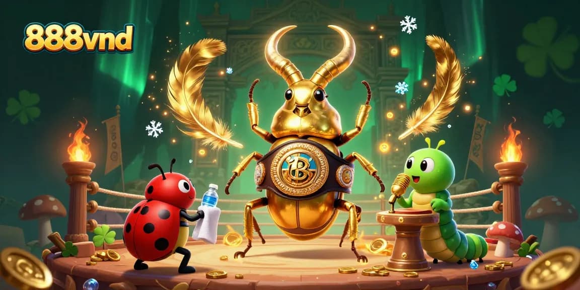 Engage thrilling gameplay at 888vnd while witnessing an epic showdown in a casino-themed 3D illustration.