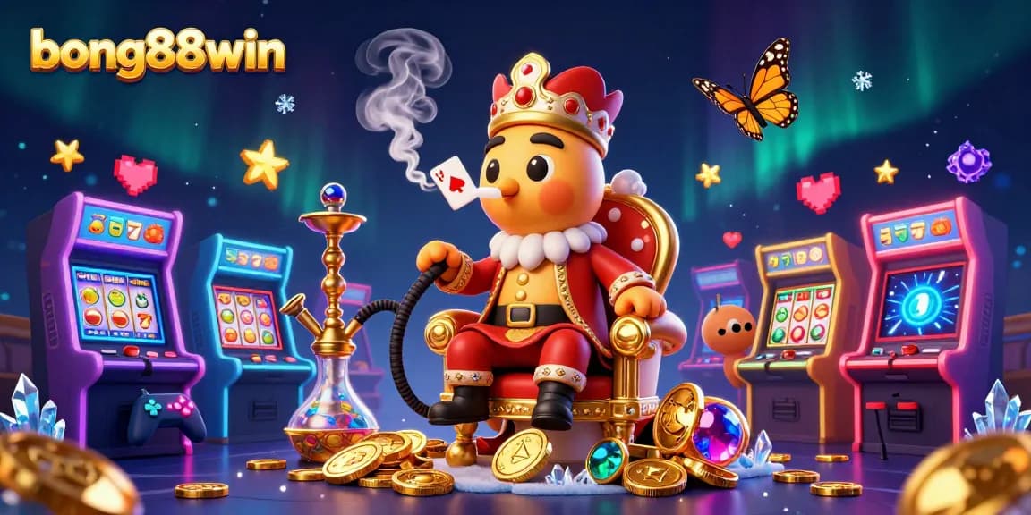 Experience action at bong88win with lively slot game elements in a stunning casino scene.