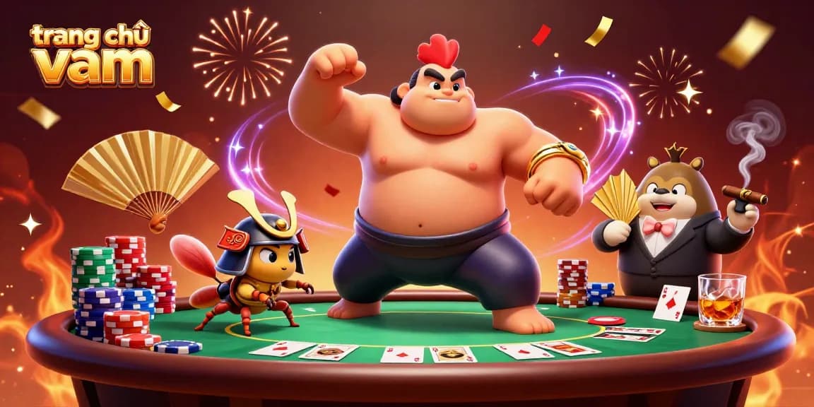 Experience the excitement at trang chủ vmax with a dynamic casino scene featuring characters and game elements.