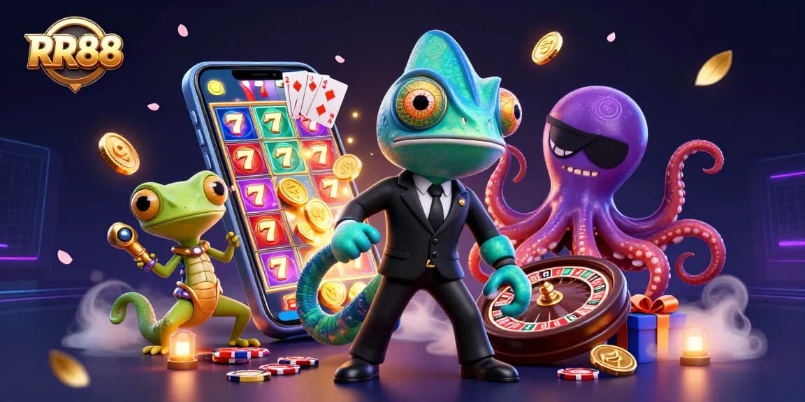 Spin the reels at RR88 Casino with thrilling characters and vibrant casino elements