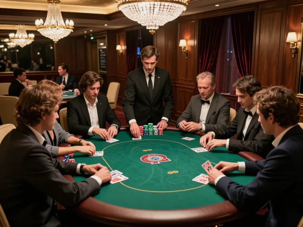 F8BET players engaging in strategic poker gameplay in a luxurious VIP room.