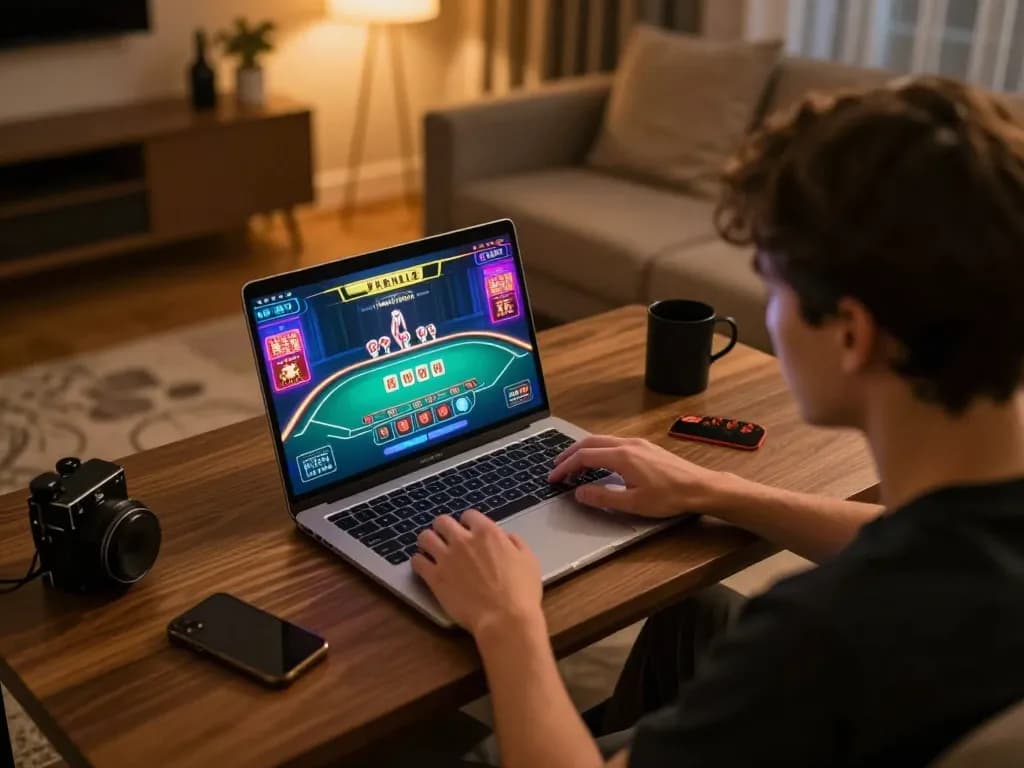 Một người chơi tham gia vào trò chơi blackjack đầy năng động trên 12bet, thể hiện trải nghiệm chơi game trực tuyến hấp dẫn