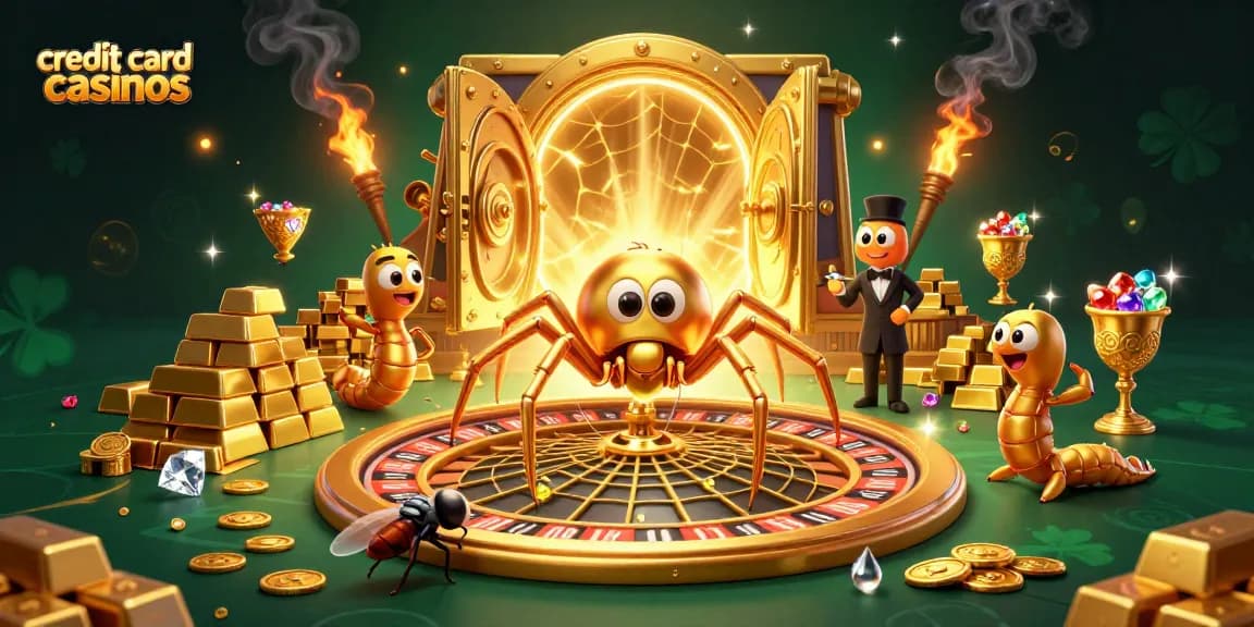 Spin and win at premium credit card casinos with unique characters in a lavish 3D scene.