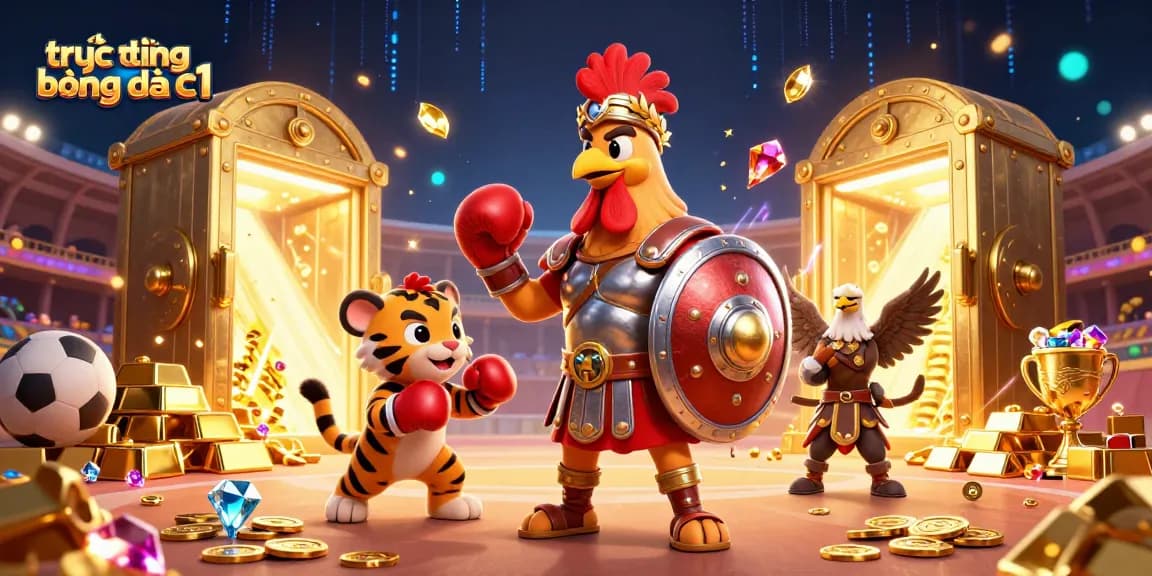 Experience thrilling trực tiếp bóng đá c1 action with a vibrant sports-themed illustration featuring dynamic characters and casino elements.