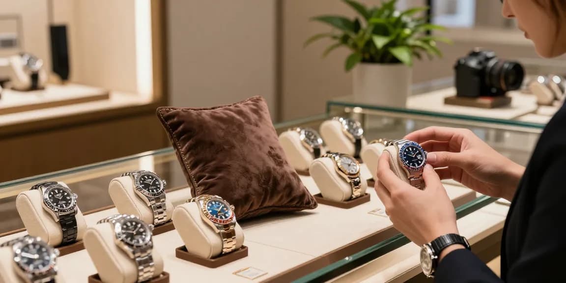Luxury super clone watches showcased in a modern boutique, emphasizing the beauty and quality of clone watches.