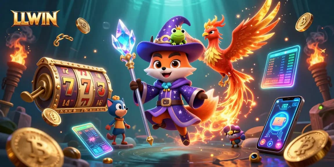Experience the thrilling world of LLWIN slots with vibrant jackpots and crypto elements in 3D.