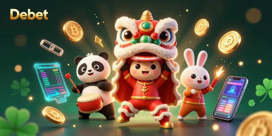 Engage in thrilling gameplay with Debet at a lively 3D casino featuring animated characters and vibrant graphics.
