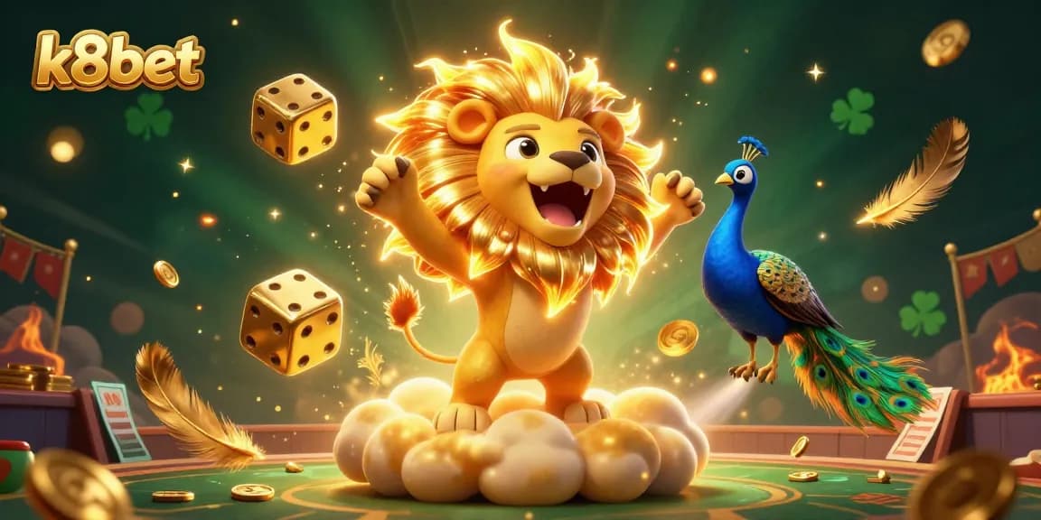 Engage in thrilling gameplay at k8bet with vibrant sports-themed illustrations and golden accents.