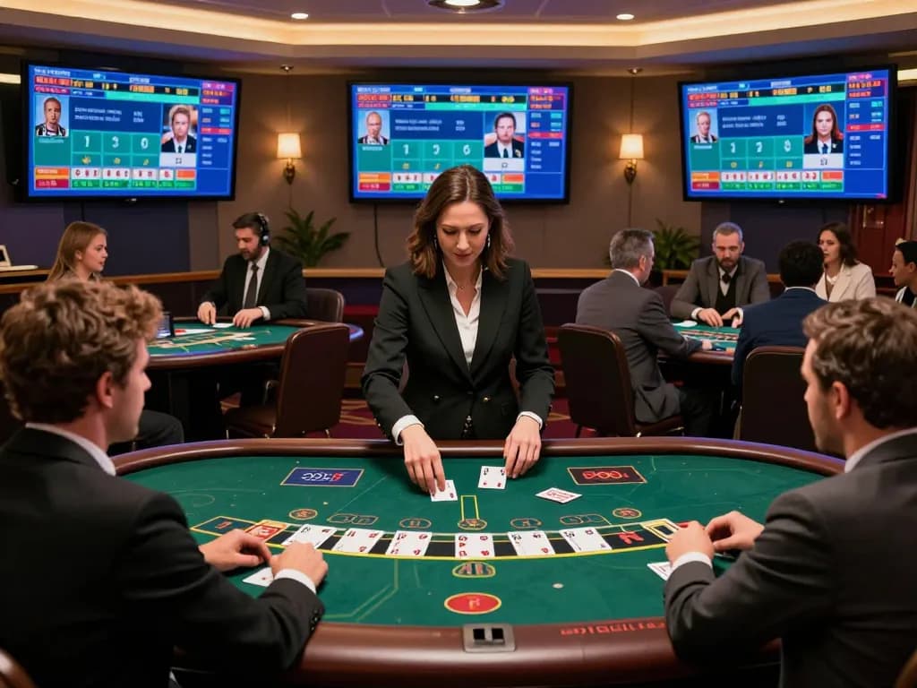 Players strategizing and placing bets in a lively tg88 online blackjack session, showcasing immersive gameplay and rich visuals.