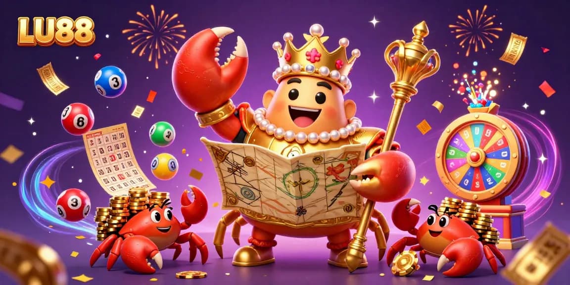 Experience the thrilling LU88 gaming atmosphere with vibrant lottery and casino visuals.