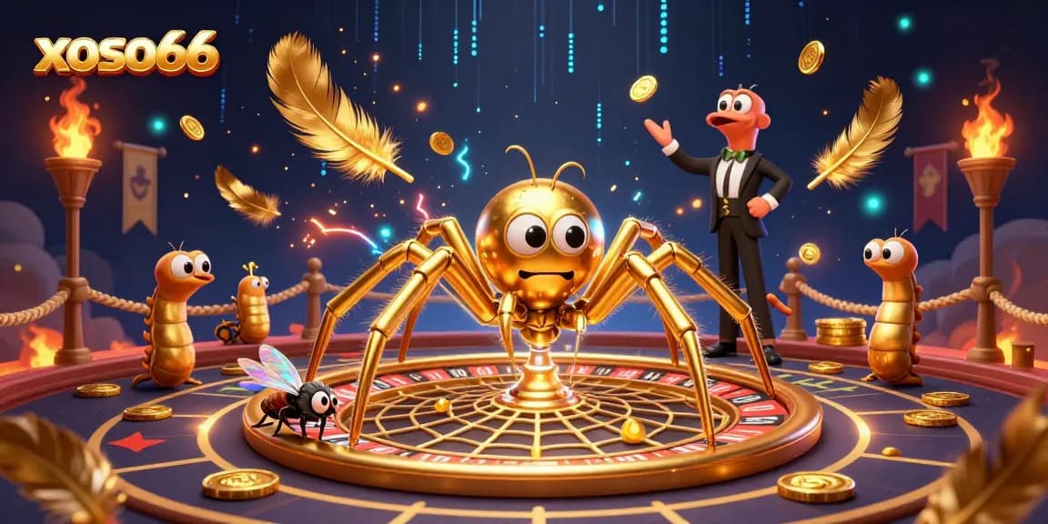 Bet on xoso66 with dynamic sports betting action featuring a spider and a croupier.