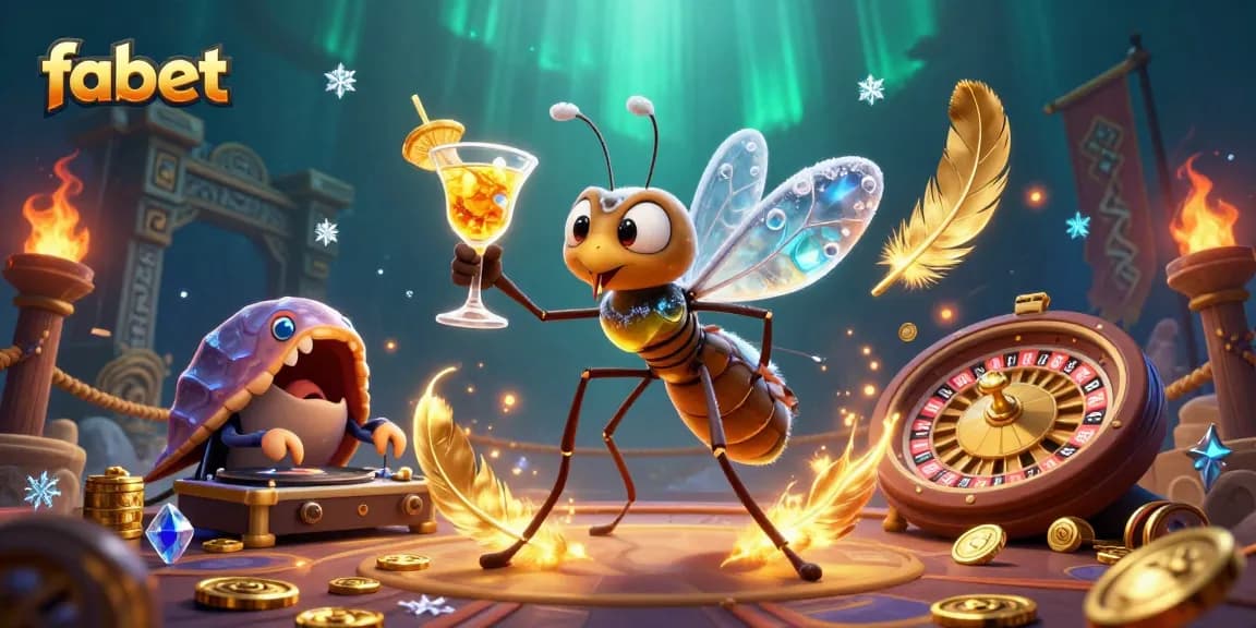 Experience fabet's vibrant casino world with animated characters in a lively atmosphere.