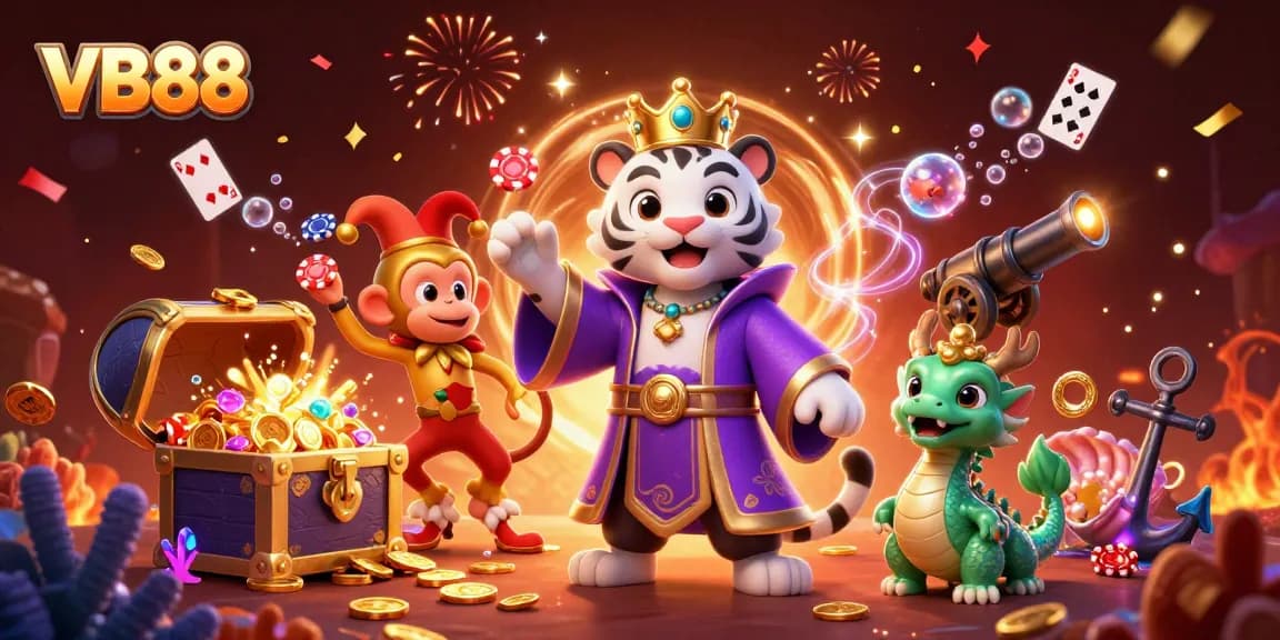 Engage in thrilling gameplay with VB88, featuring vibrant characters and dynamic casino elements