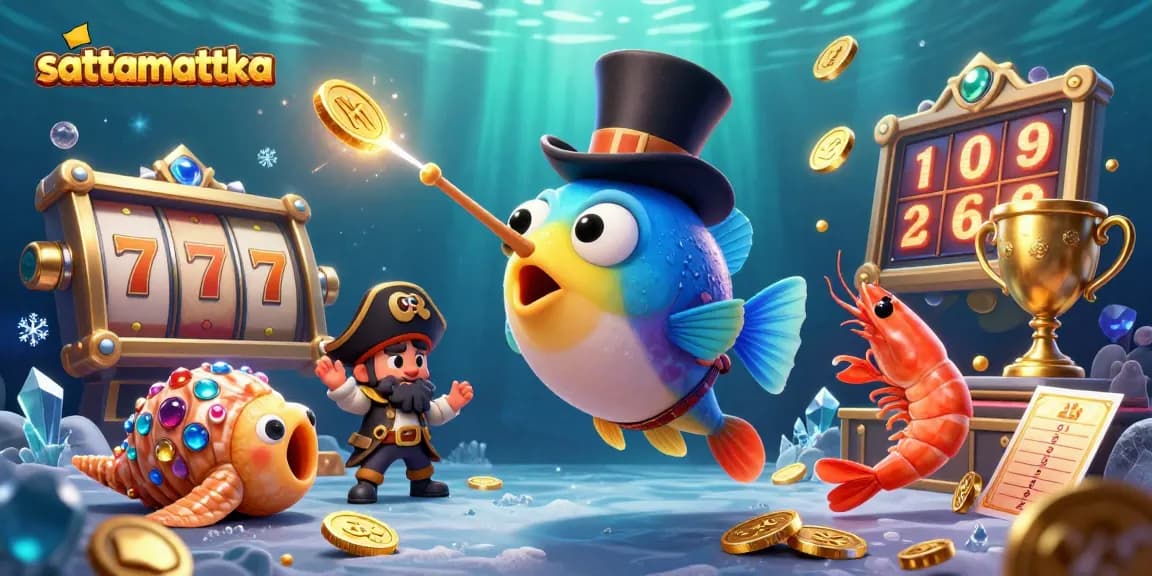 Sattamattka features captivating characters attracting golden coins amid vibrant casino elements.