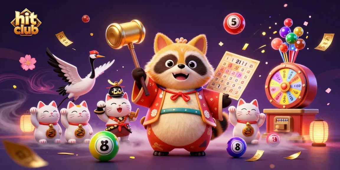 Join the excitement at hit club for thrilling lottery wins and festive characters celebrating luck!