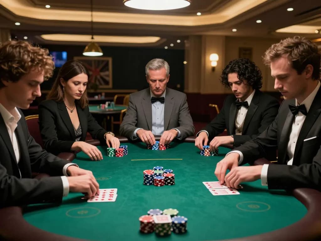 Players engage in a high-stakes poker game at SC88, showcasing intense strategic play and luxury casino ambiance.