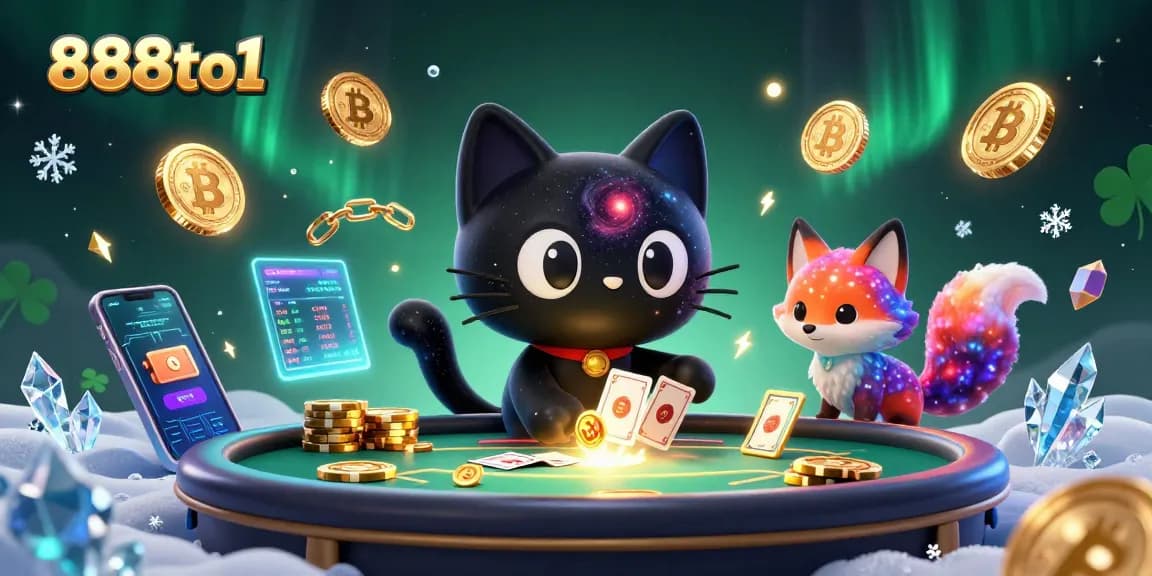 Experience the excitement of 888to1 as a black hole cat pulls in winnings at a cosmic casino table.