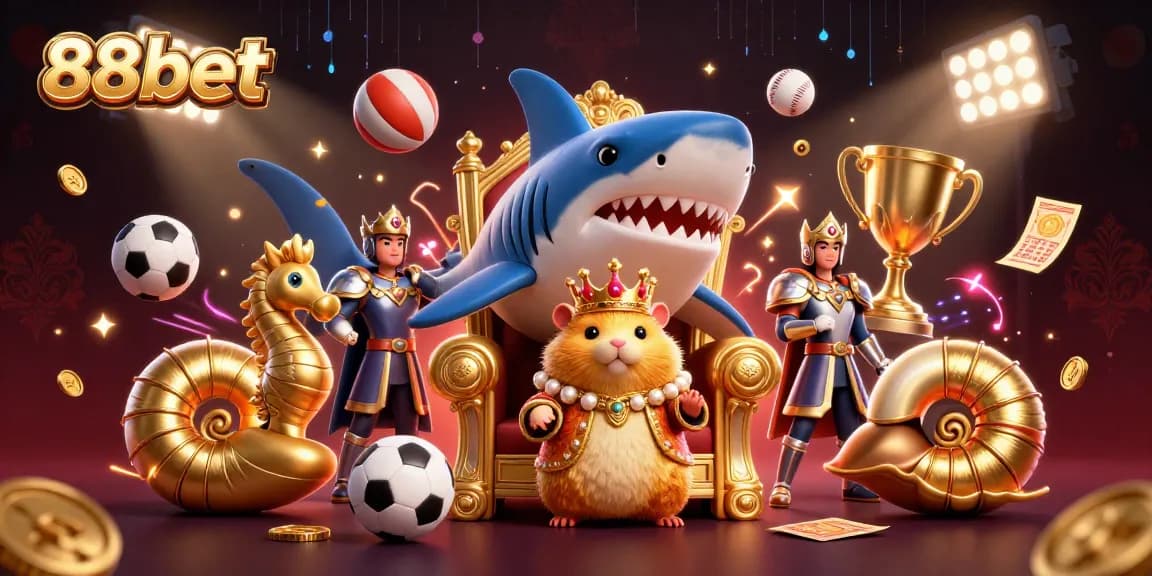 Experience thrilling sports betting with 88bet's dynamic illustration of gambling royalty.