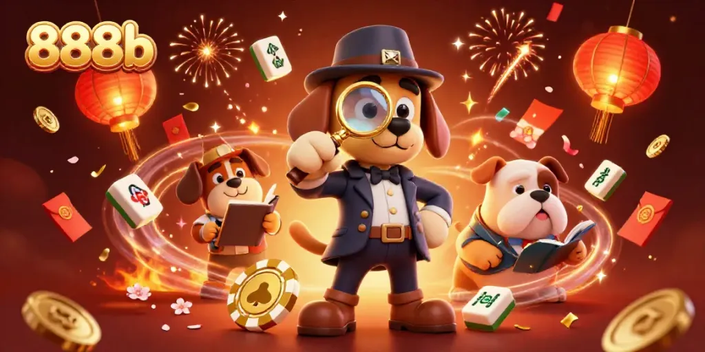 Examine winning strategies with 888b's gambling scene featuring a detective and treasure clues.