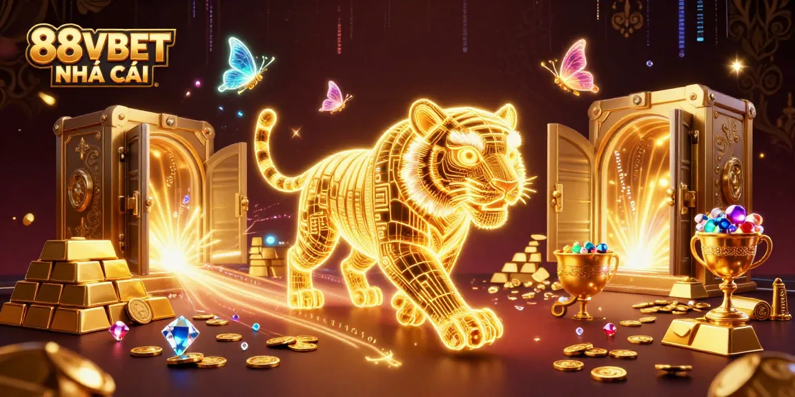 Experience the thrill of 88VBET NHÀ CÁI in this vibrant digital casino scene, featuring dynamic game elements.