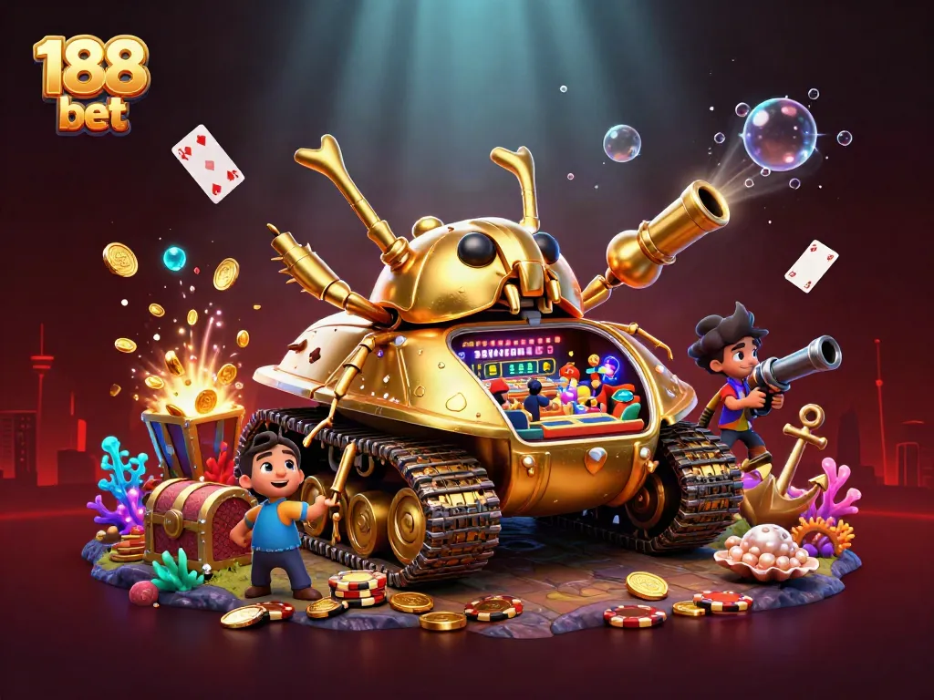 Engage with exciting games at 188 bet featuring a playful golden beetle casino illustration.