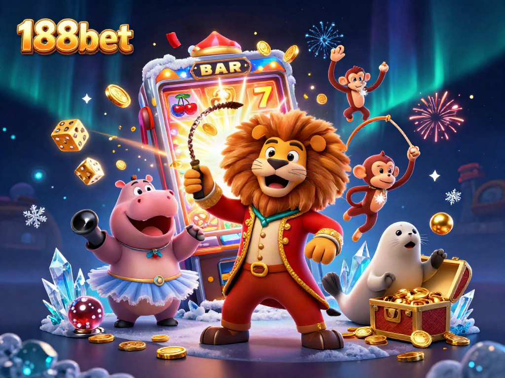 Experience the thrill of 188bet with vibrant casino characters and dynamic gaming elements in an ultra-detailed illustration.