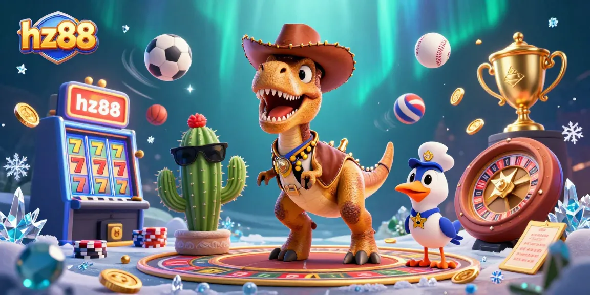 Experience thrilling gaming adventures with hz88's vibrant casino scene featuring cartoon characters and dynamic elements.