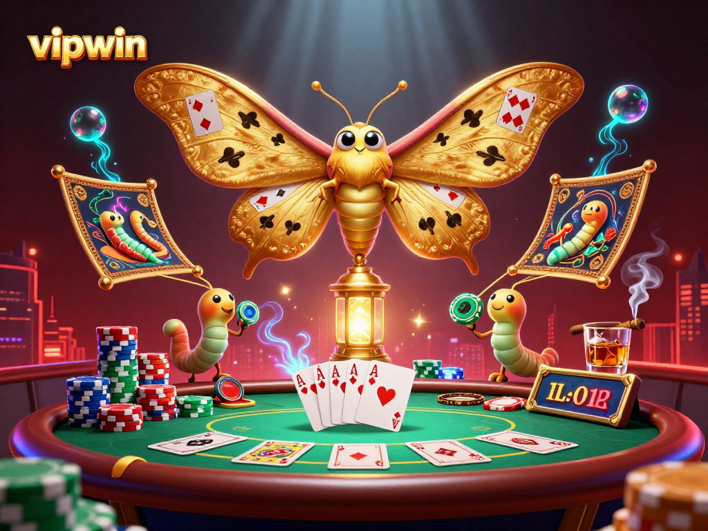Engage with thrilling poker elements at vipwin, featuring vibrant chips and cards.