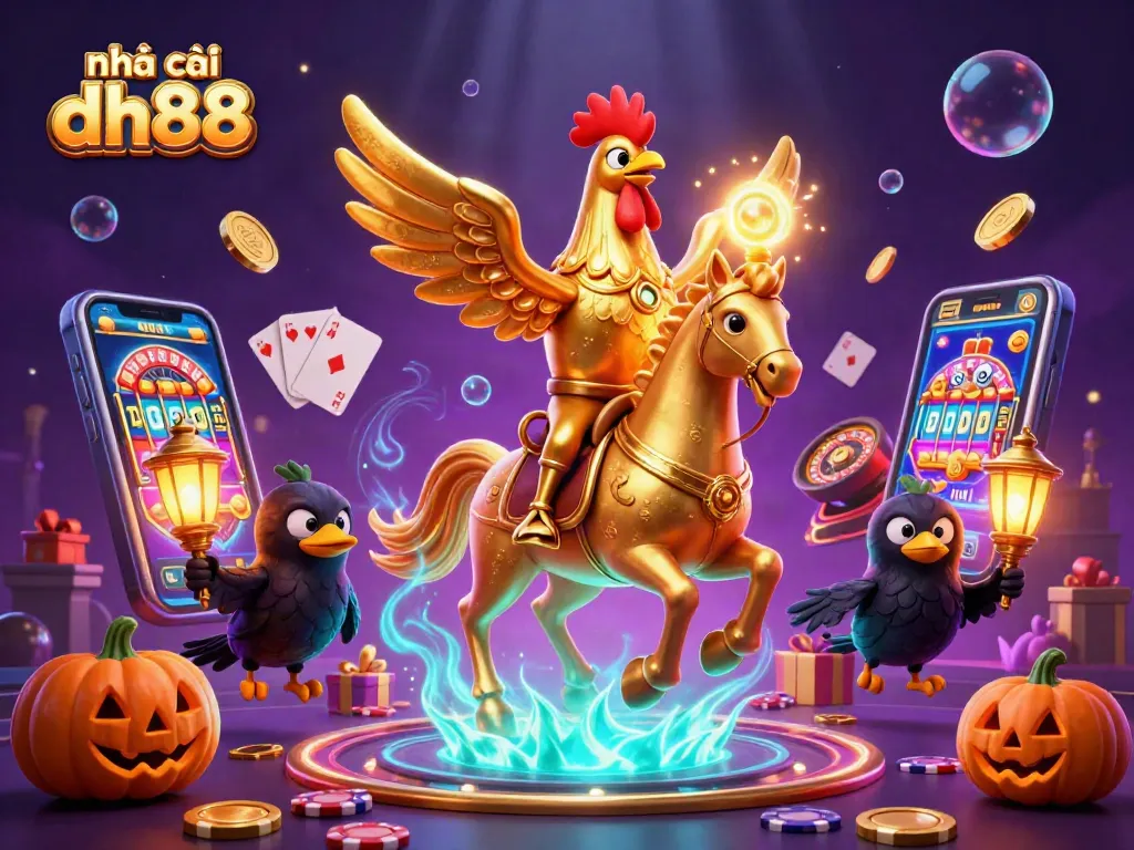 Engage with thrilling games at nhà cái dh88 with a vibrant casino scene showcasing rich animations and game elements.