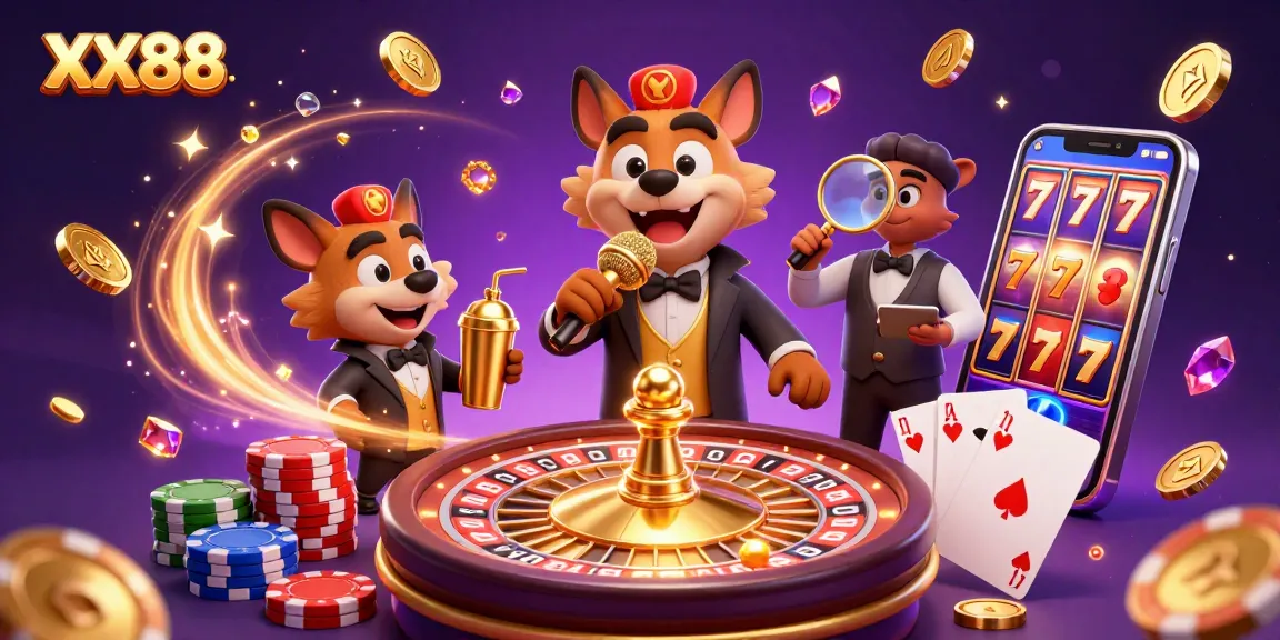 Experience the excitement at XX88 Casino with lively hyenas managing games and entertainment.