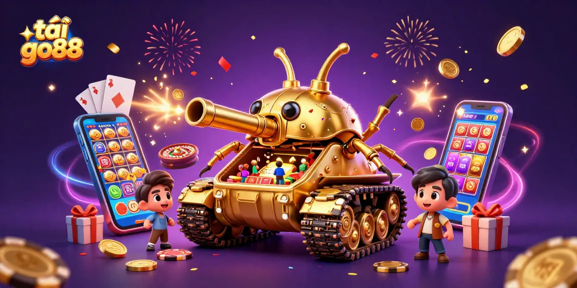 Engage in thrilling fun with tải go88 in a vivid casino atmosphere featuring gold and confetti.